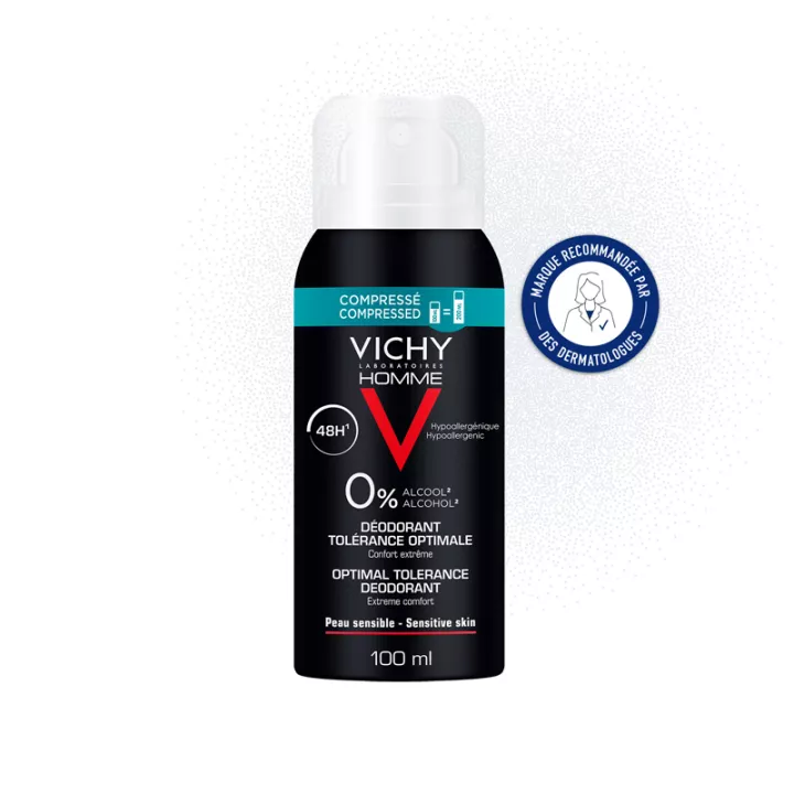 Vichy Homme Deodorant Compressed Optimal Tolerance 48h 100 ml