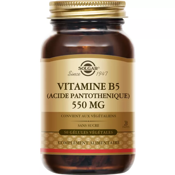 Solgar Vitamine B5 Acide Pantothénique 550 mg 50 gélules végétales