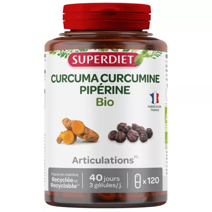 Superdiet Turmeric Piperine Joints Organic Capsules