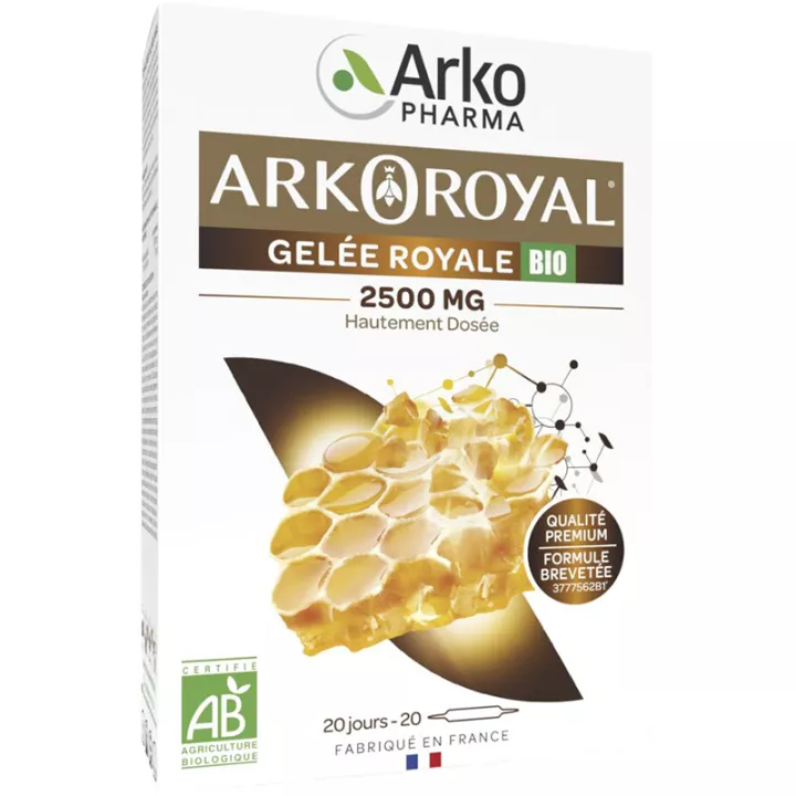 Arkoroyal Gelée Royale Hautement Dosée 2500 mg Bio 20 ampoules