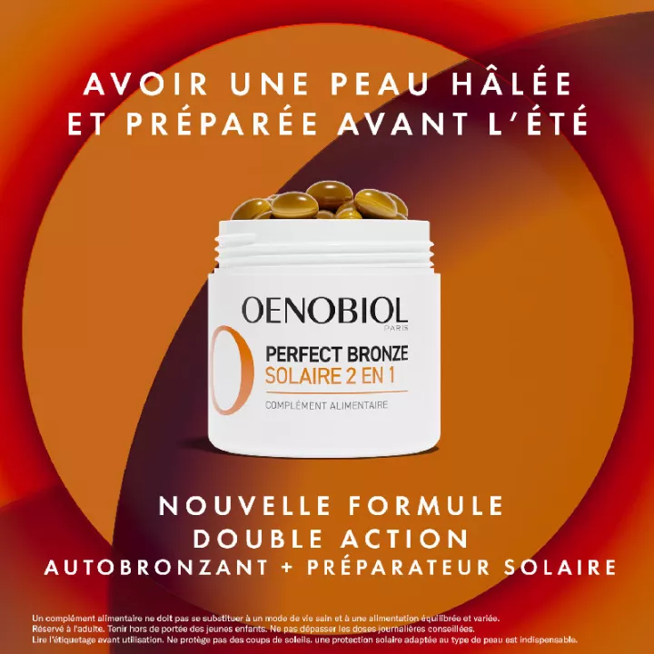 Oenobiol Perfect Bronze 2 em 1 Cápsulas Autobronzeadoras e de Proteção Solar