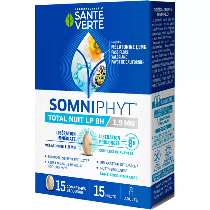 Santé Verte Somniphyt Total Nuit LP 8H 1,9 mg 15 comprimés