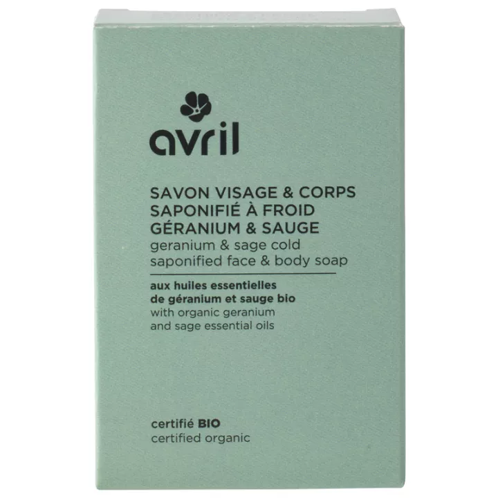 Avril Organic Face & Body Cold Process Soap Geranium Sage