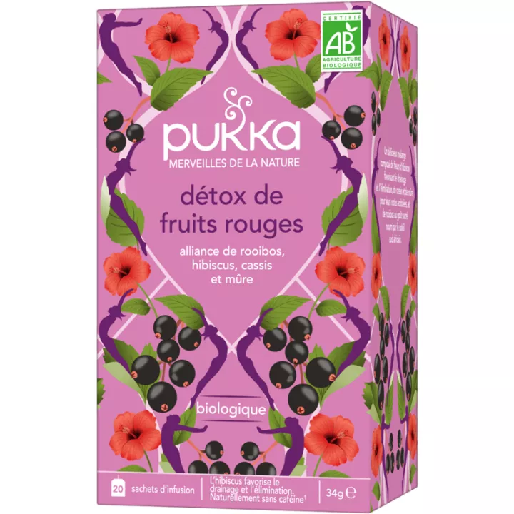 Pukka Organic Detox Té de hierbas de bayas 20 bolsitas de té