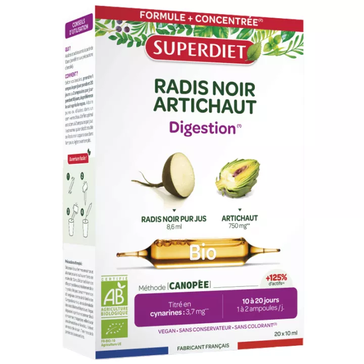 Superdiet Rabanete Preto Alcachofra Digestão Orgânica 20 ampolas