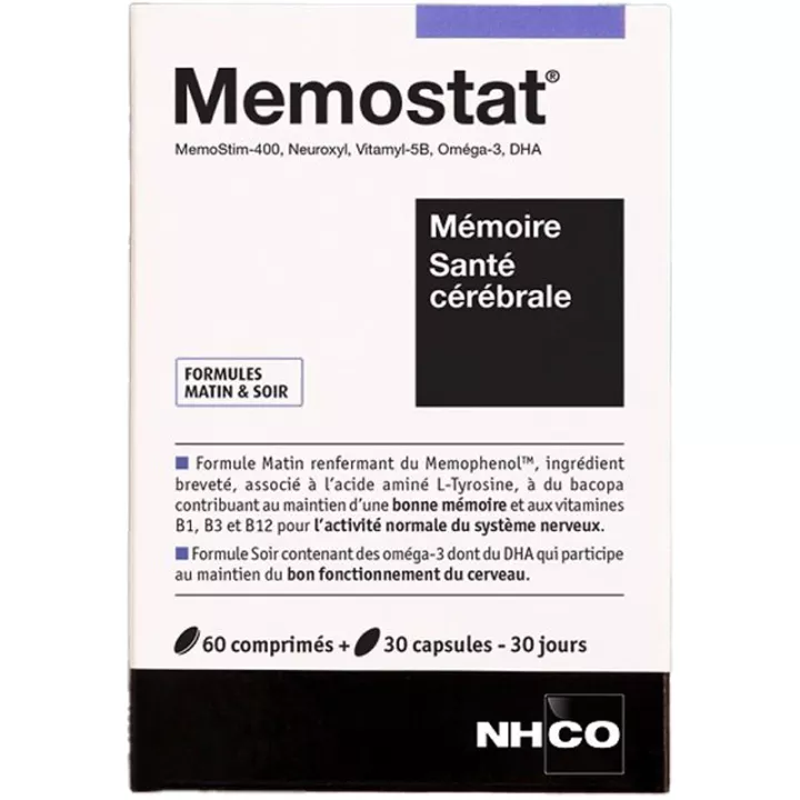 NHCO Memostat Gedächtnis Gehirngesundheit 60 Tabletten + 30 Kapseln