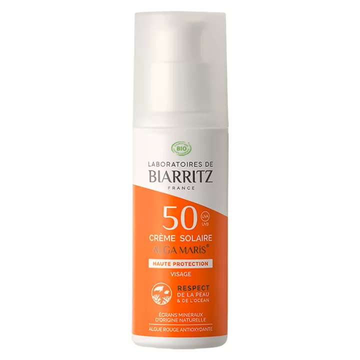 Biarritz Alga Maris Crème Solaire Visage SPF50 Bio 50 ml