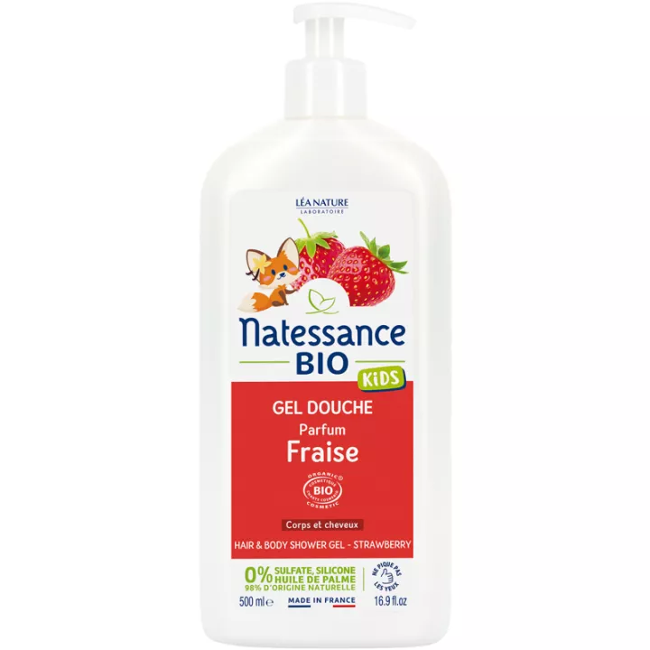 Natessance Kids Gel Douche Parfum Fraise-Vanille Bio 500 ml