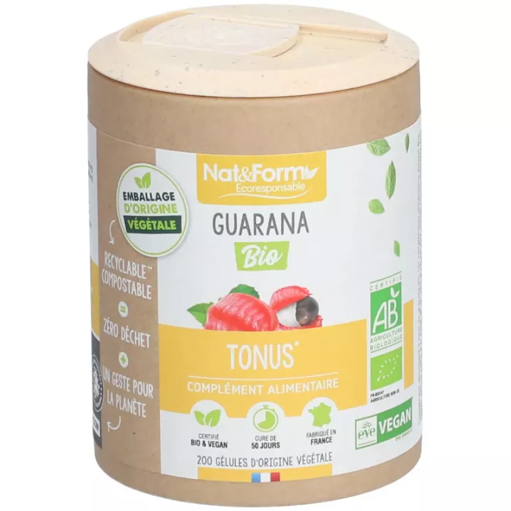 Nat &amp; Form Guaraná Biológico 200 Cápsulas Vegetais Eco 