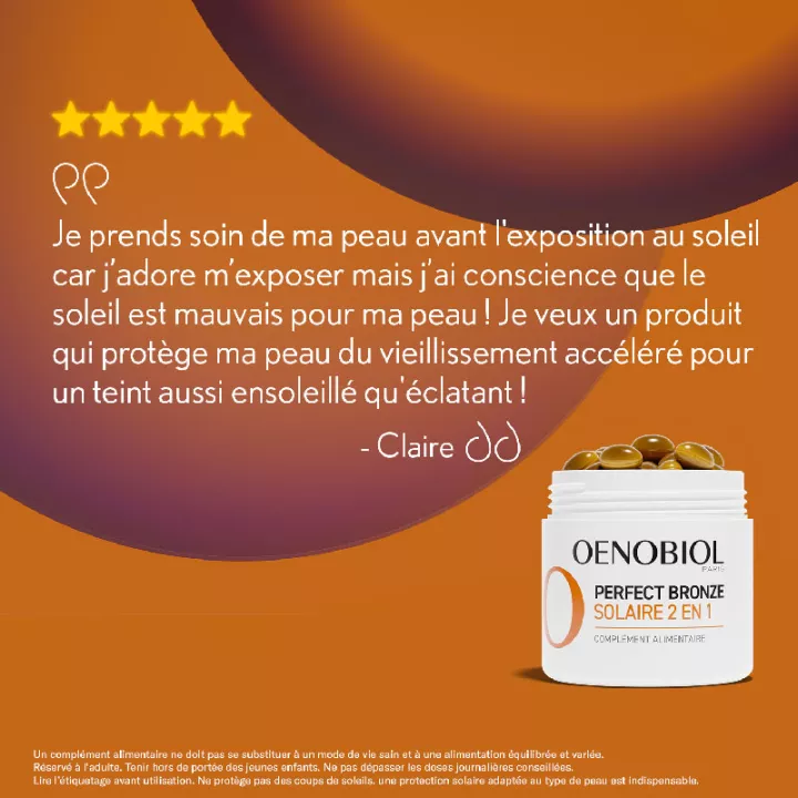 Oenobiol Perfect Bronze 2 em 1 Cápsulas Autobronzeadoras e de Proteção Solar