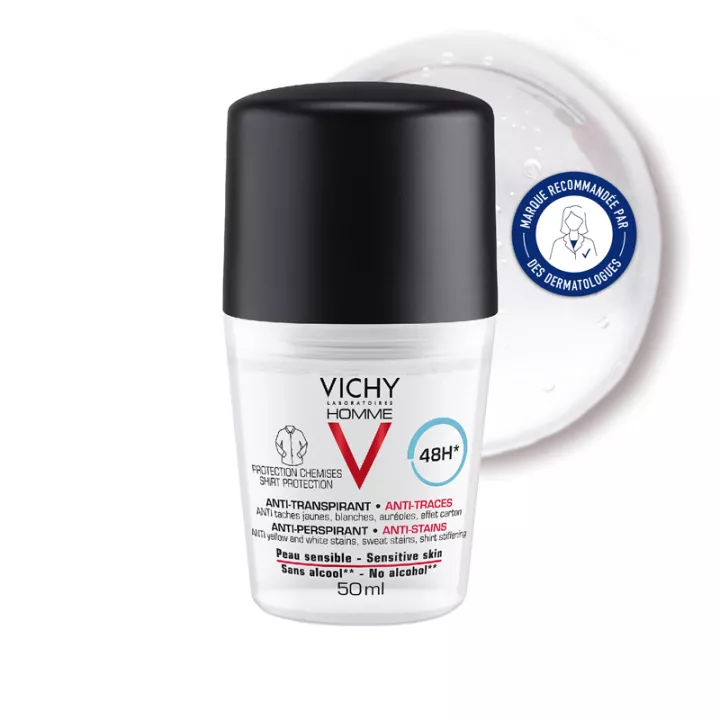 Vichy Homme Deodorant Anti-Traces 48h Roll-On 50 ml