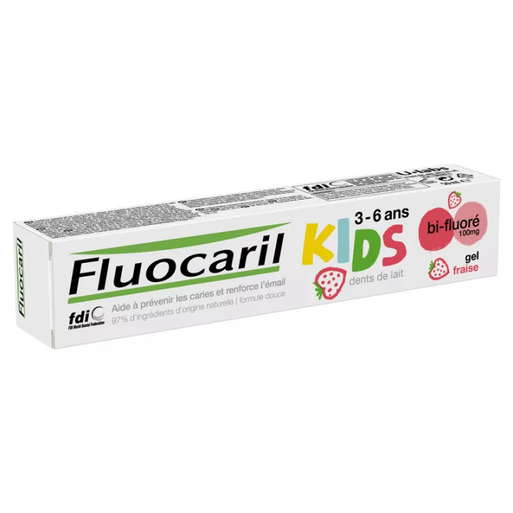 Fluocaril Kids 3-6 jaar Tandgel aardbei 75 ml