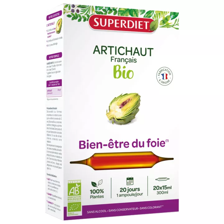 Superdiet Alcachofra Organic Liver Wellness 20 ampolas