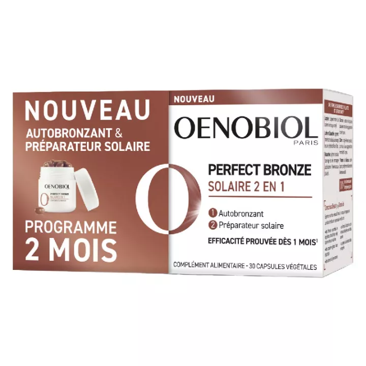 Капсулы для самостоятельного загара и защиты от солнца Oenobiol Perfect Bronze 2 в 1