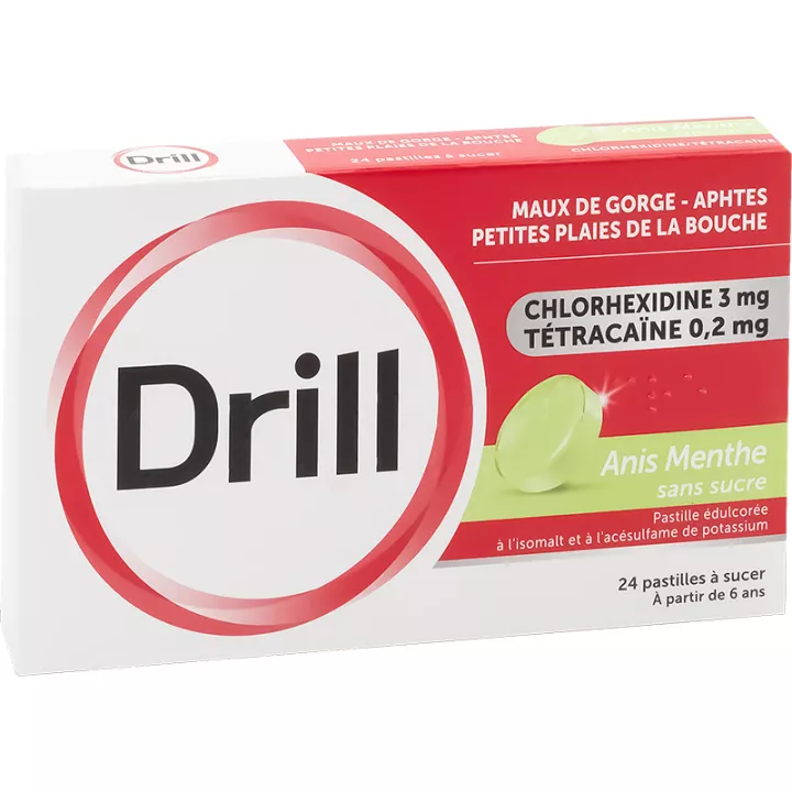 Drill Maux de Gorge Pastilles Sans Sucre