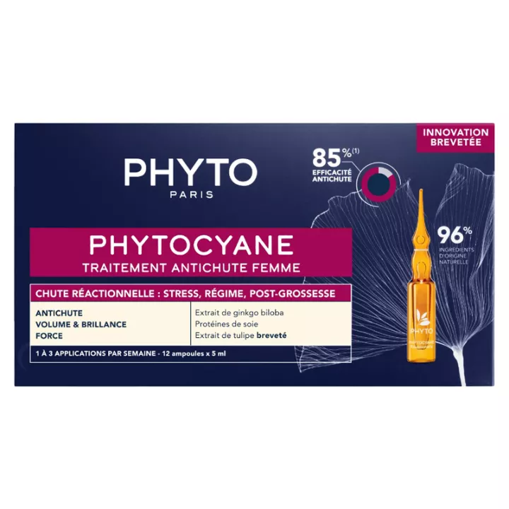 Phytocyane Traitement Anti-Chute Réactionnelle 12 phials