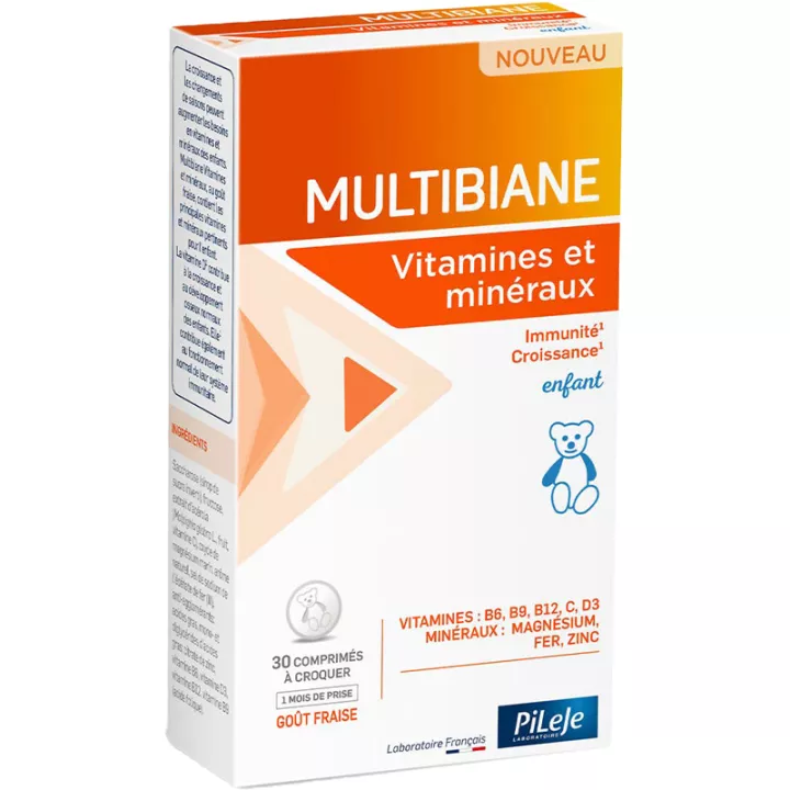 Pileje Multibiane Niño Vitaminas y Minerales 30 comprimidos masticables