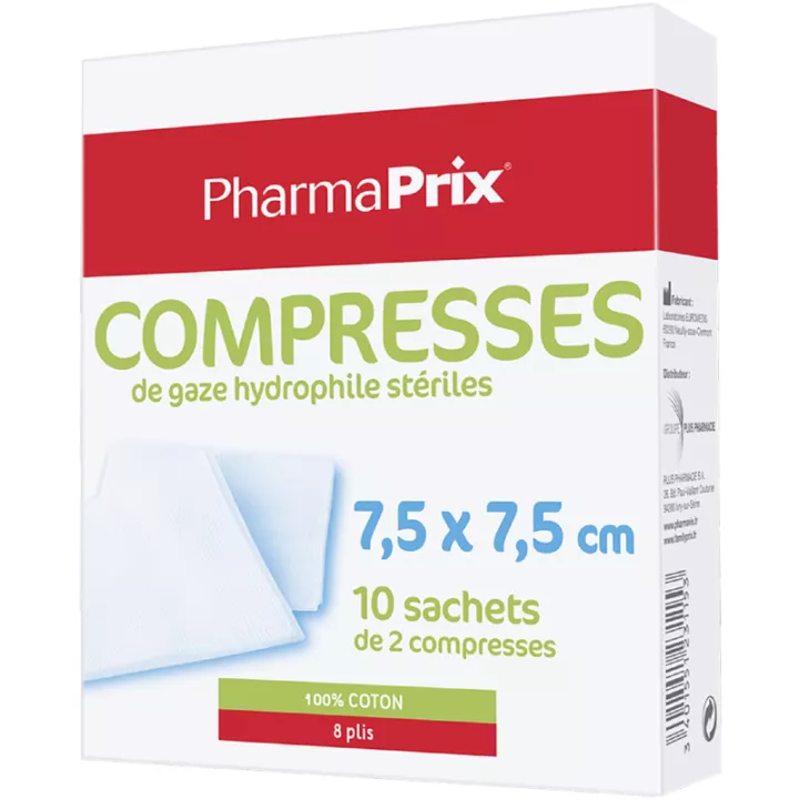 Compresses de Gaze Hydrophile Stériles 7,5 cm x 7,5 cm