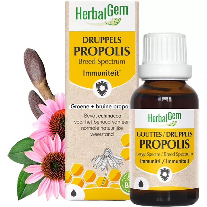 Herbalgem Propolis Large Spectrum Organic Throat Drops 15 ml