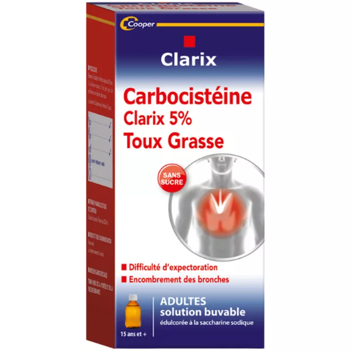 Clarix Cabocistéine 5% Toux Grasses Adulte 250 ml