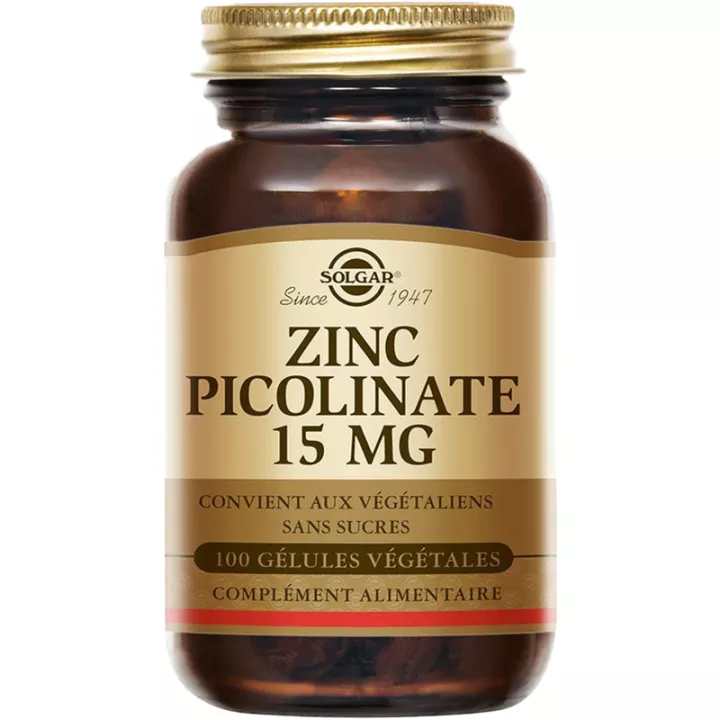 Solgar Zinc Picolinate 15 mg 100 gélules végétales