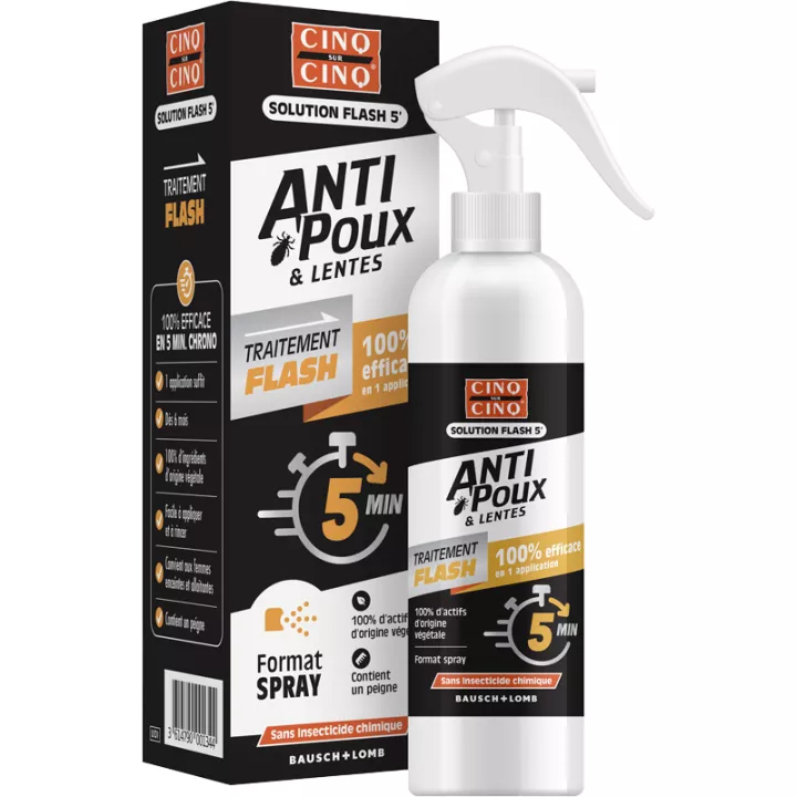 Cinq-sur-Cinq Anti Pidocchi e Lendini Spray Trattamento Flash 5 minuti 150 ml