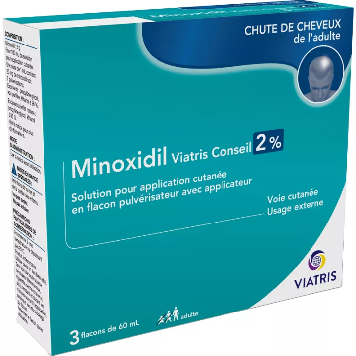 Viatris minoxidil 2% alopécie androgénique 3x60 ml