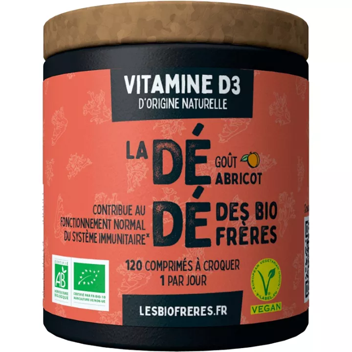 Les Bio Frères la DéDé Bio Vitamine D3 Goût Abricot 120 comprimés 