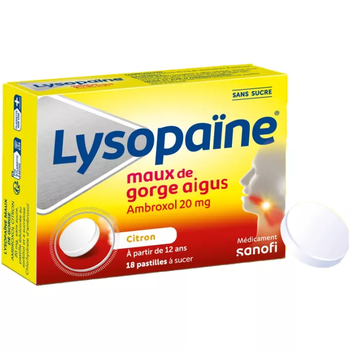 LYSOPAINE Lemon Sore Throat pastilhas anestésicas sem açúcar