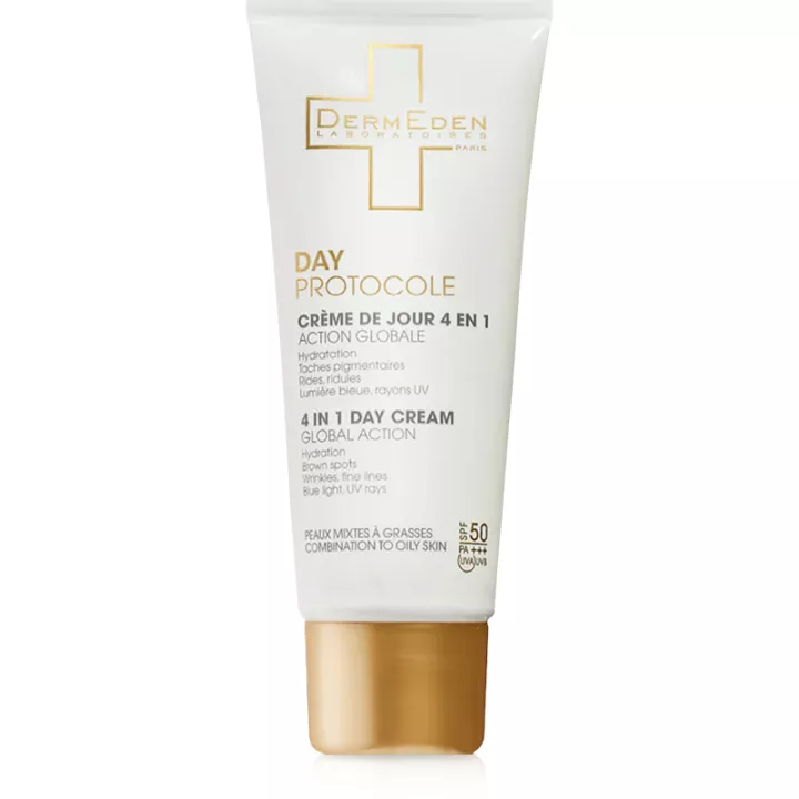 DermEden Day Protocol 4 em 1 Creme de Dia spf50 Pele Mista 50 ml