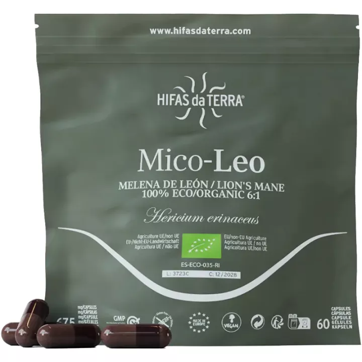 Hifas da Terra Mico-Leo Hericium Erinaceus Capsule