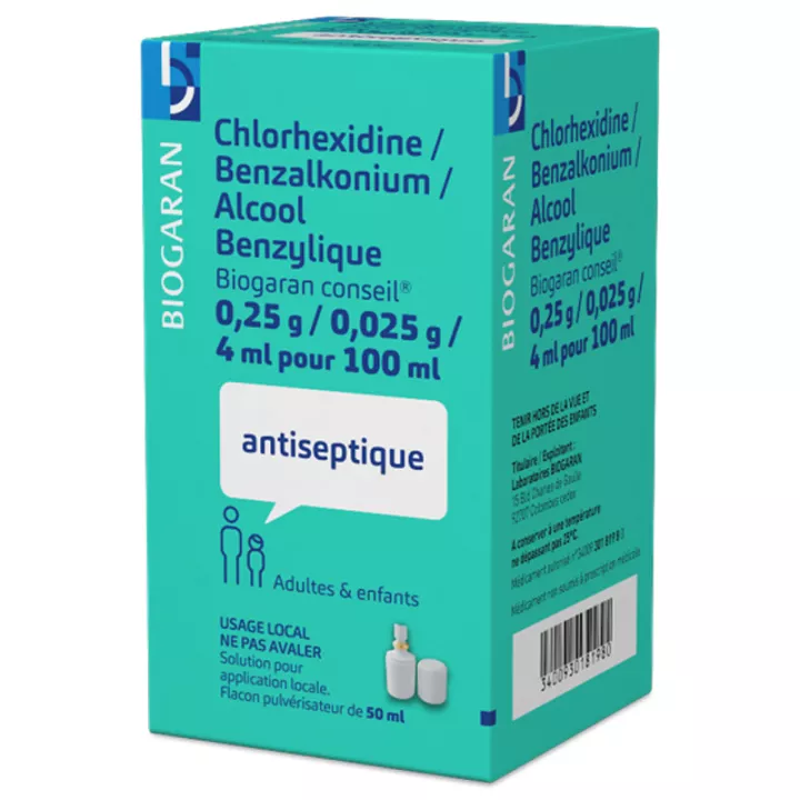 Chlorhexidine/Benzalkonium/Benzyl alcohol Biogaran Conseil Spray 50 ml