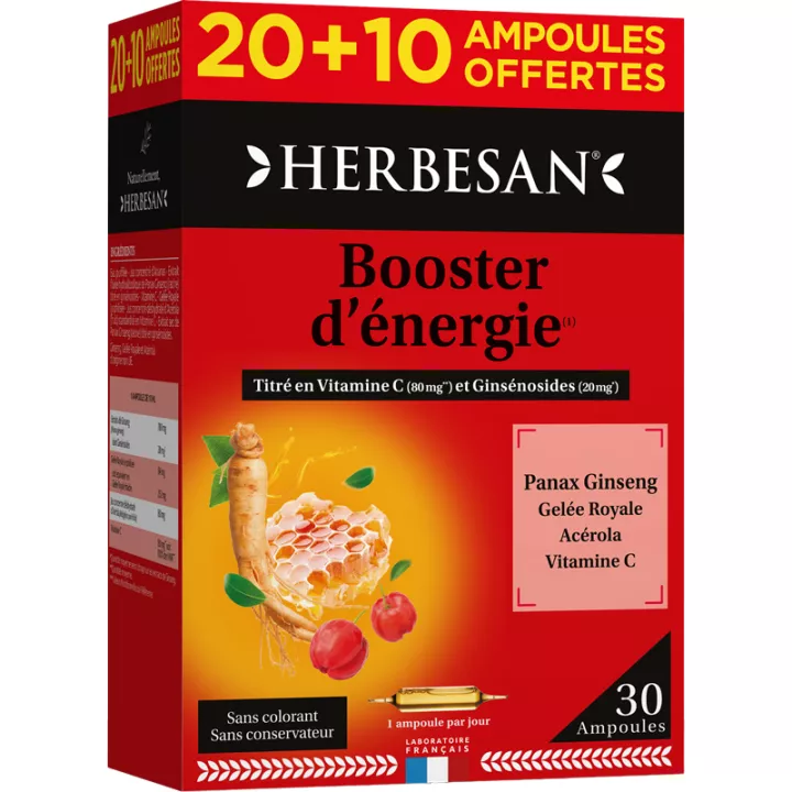 Reforço energético Herbesan Panax Gingseng 30 ampolas