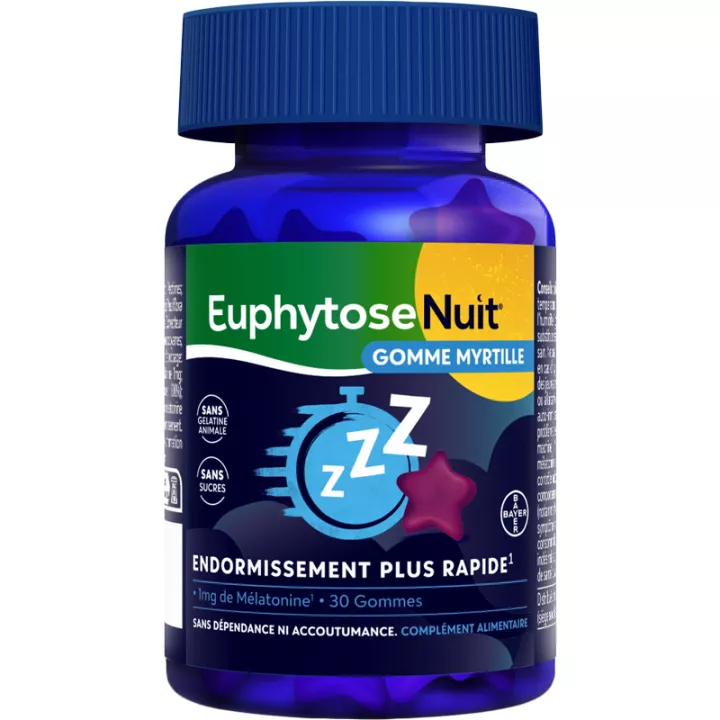 Euphytose Nuit Gomme Myrtille 1 mg Mélatonine 30 Gommes