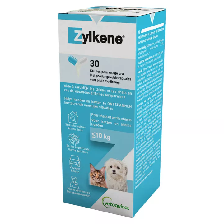 Zylkene Relaxation Gatos e Cães Pequenos -10kg 30 cápsulas