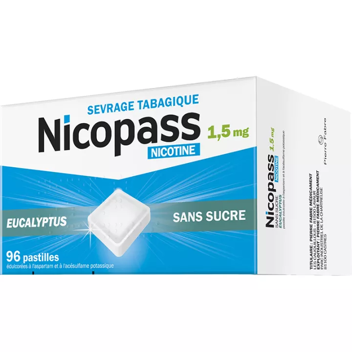 Nicopass Nicotine 1.5 mg Eucalyptus Sugar Free 96 lozenges