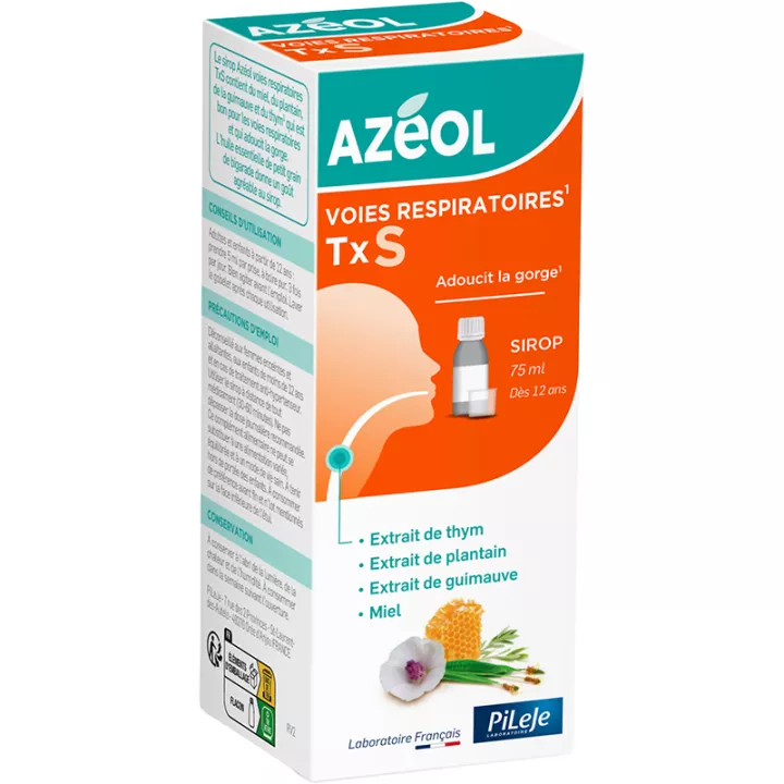 Azéol Sirop Toux Sèche Voies Respiratoires & Adoucit la Gorge 75ml Pileje