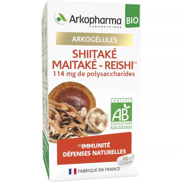 Arkogelules Shiitake Maitaké-Reishi Immunité Bio 40 capsules