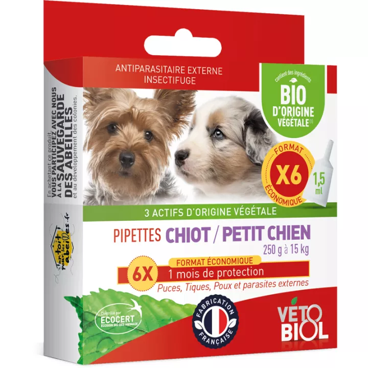 Vetobiol Pipettes Antiparasitaires Bio Chiot / Petit Chien 1 à 10 kg