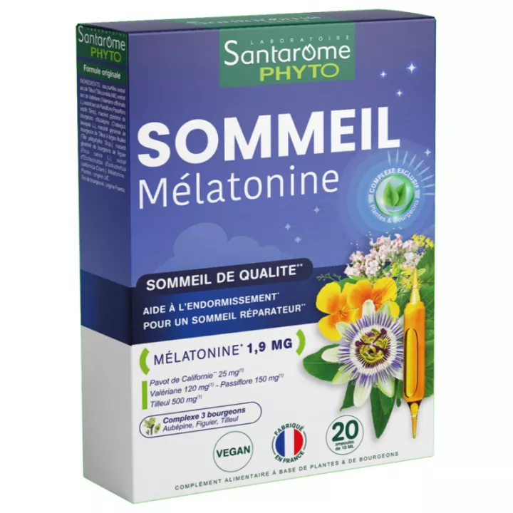 Santarome Sommeil Mélatonine 20 ampoules 10ml