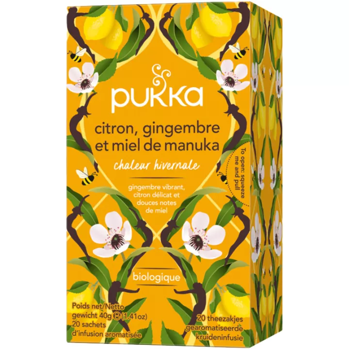 Pukka BIo Té de Hierbas Jengibre Limón y Miel de Manuka 20 Bolsitas