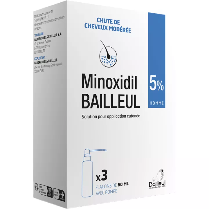 Minoxidil Bailleul 5% Vorbeugung von Haarausfall 3x60 ml