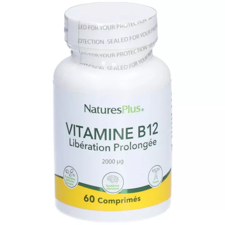 Natures Plus Vitamin B-12 2000 μg 60 comprimidos Ação prolongada
