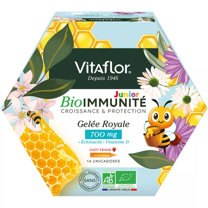 Vitaflor Bio Immunité Junior Croissance Gelée Royale 700 mg 14 ampoules