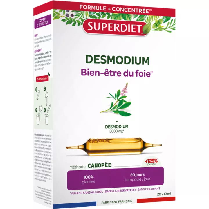 Superdiet Desmodium Bien Être du Foie 20 ampoules 200 ml