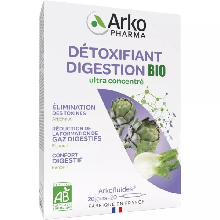 Arkofluides Détoxifiant Digestion Bio 20 ampoules