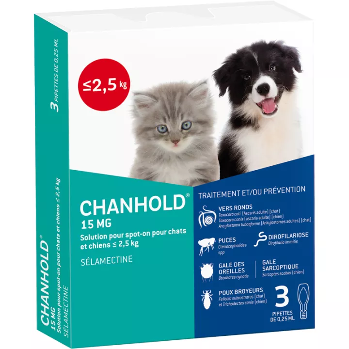 Chanhold Antiparasitário Gatinhos e Cachorros 3 pipetas Clément-Thékan