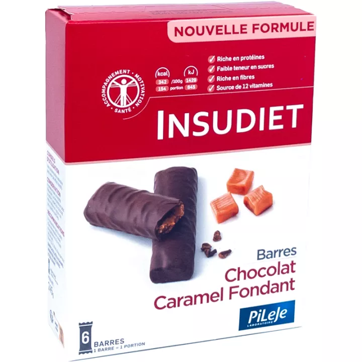 Insudiet Barres Chocolat Caramel Fondant 6 barres