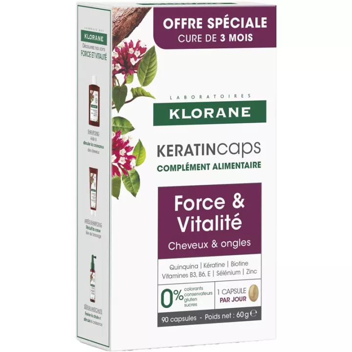 Klorane Keratin Caps Forza e Vitalità 90 capsule