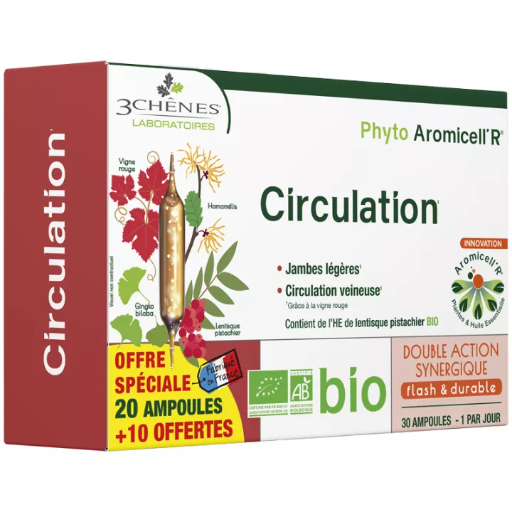 3 Chênes Phyto Aromicell R Organic Circulation phials